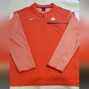Nike Clemson Tigers Orange Pullover With Blue Accents Quarter-Zip Top. Sz XL